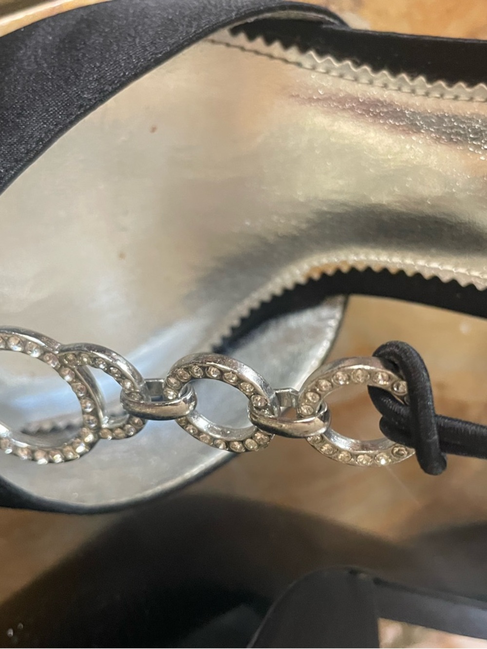 Naturalizer Pointed Black Satin Slingback Heels with gem details - Picture 3 of 9
